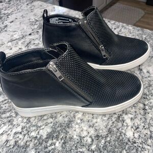 Black and White Zip-Up Sneakers